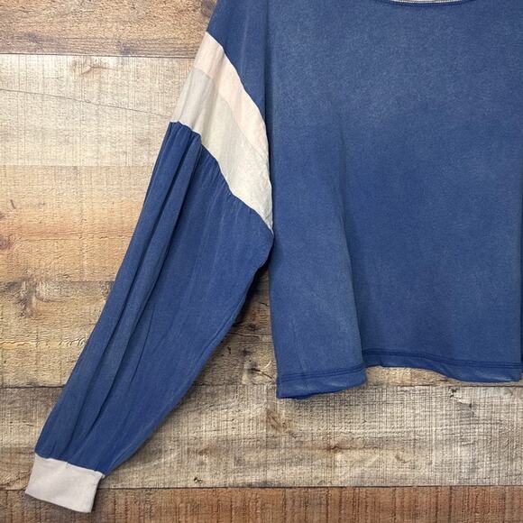 Current/Elliott The Two Step Colorblocked Top Washed Blue SZ 4 XL NWT - Picture 5 of 11